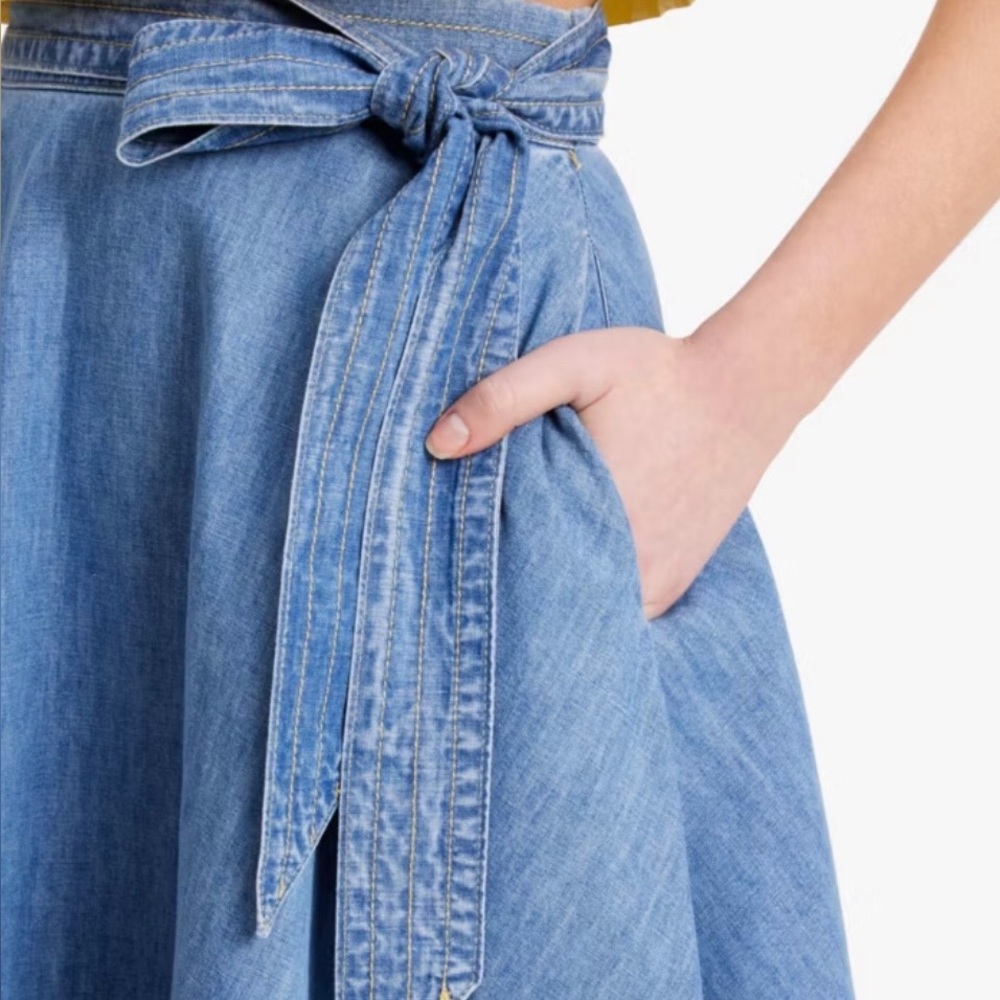 Kate Spade Mainline Chambray Midi Skirt NWT Size 10 - Picture 2 of 11